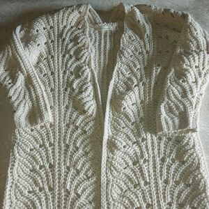 Crochet long duster sweater cardigan